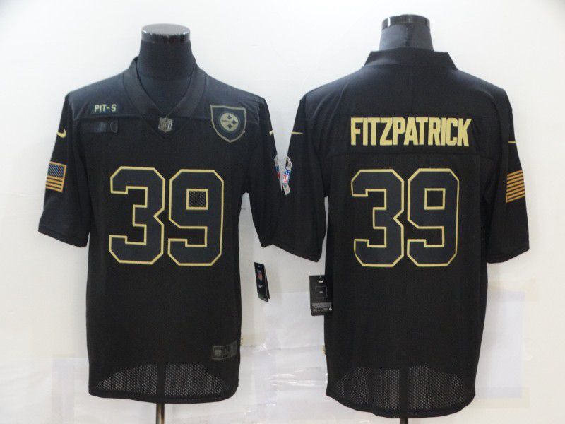 Men Pittsburgh Steelers #39 Fitzpatrick Black gold lettering 2020 Nike NFL Jersey->women nfl jersey->Women Jersey